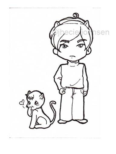 Chibi Boy and Cat